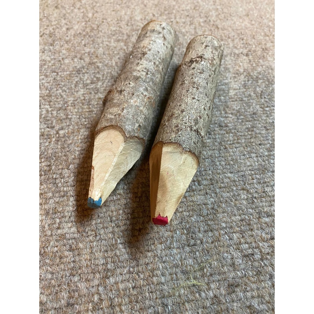 Wooden Log Bark Crayons Pink and Blue